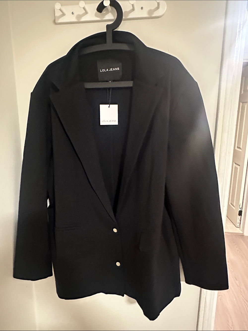 LOLA JEANS Women's Black Single- Overside Blazer